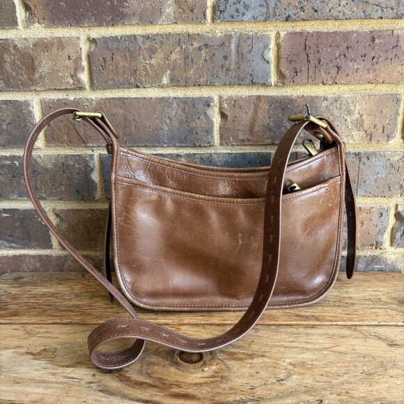 Hobo Brown Leather Crossbody Bag Lightweight Pre-owned - Picture 1 of 16